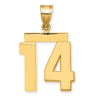 14k Yellow Gold Medium Polished Number 14 Pendant MP14
