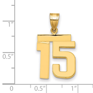 14k Yellow Gold Medium Polished Number 15 Pendant MP15