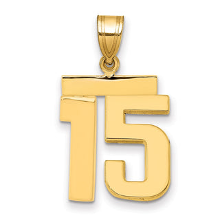14k Yellow Gold Medium Polished Number 15 Pendant MP15