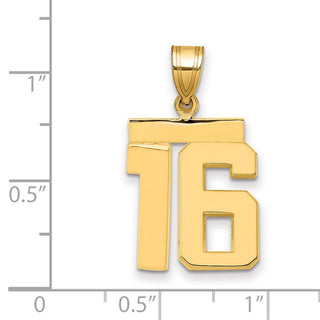 14k Yellow Gold Medium Polished Number 16 Pendant MP16