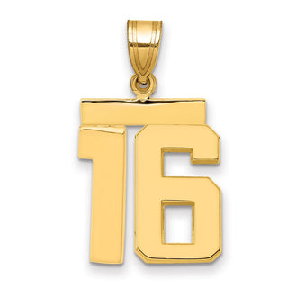 14k Yellow Gold Medium Polished Number 16 Pendant MP16