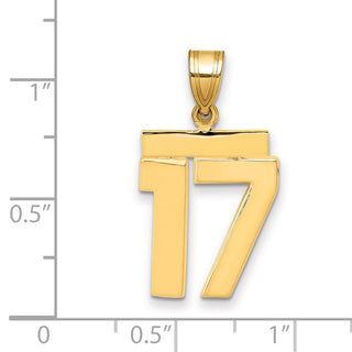 14k Yellow Gold Medium Polished Number 17 Pendant MP17