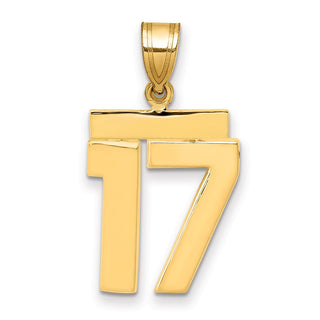 14k Yellow Gold Medium Polished Number 17 Pendant MP17