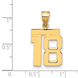 14k Yellow Gold Medium Polished Number 18 Pendant MP18