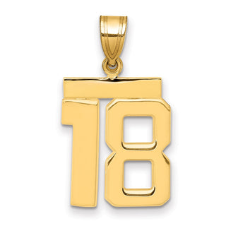 14k Yellow Gold Medium Polished Number 18 Pendant MP18