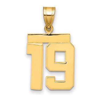 10k Yellow Gold Medium Polished Number 19 Pendant