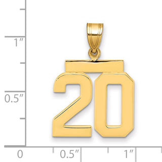14k Yellow Gold Medium Polished Number 20 Pendant MP20