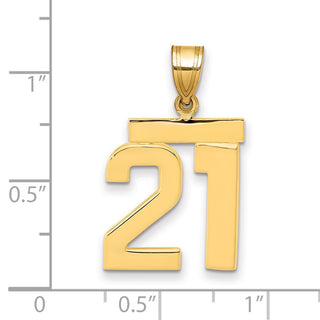 14k Yellow Gold Medium Polished Number 21 Pendant MP21