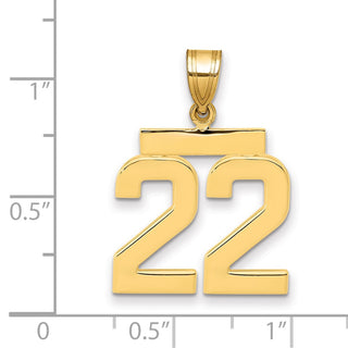 14k Yellow Gold Medium Polished Number 22 Pendant MP22
