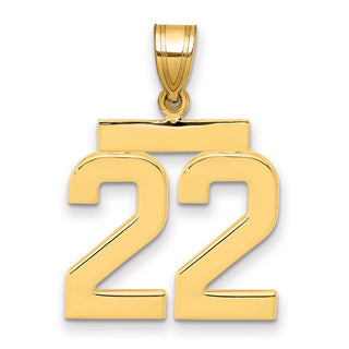 14k Yellow Gold Medium Polished Number 22 Pendant MP22