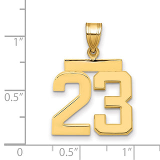 14k Yellow Gold Medium Polished Number 23 Pendant MP23
