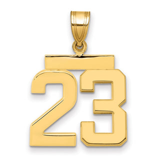 14k Yellow Gold Medium Polished Number 23 Pendant MP23