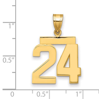 14k Yellow Gold Medium Polished Number 24 Pendant MP24