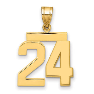 14k Yellow Gold Medium Polished Number 24 Pendant MP24
