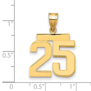 14k Yellow Gold Medium Polished Number 25 Pendant MP25