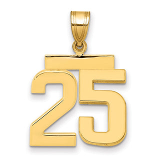 14k Yellow Gold Medium Polished Number 25 Pendant MP25