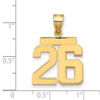 14k Yellow Gold Medium Polished Number 26 Pendant MP26