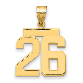 14k Yellow Gold Medium Polished Number 26 Pendant MP26