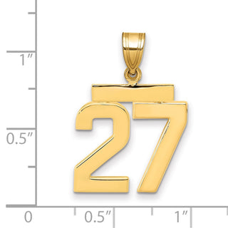 14k Yellow Gold Medium Polished Number 27 Pendant MP27