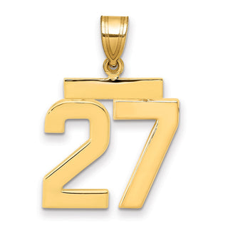 14k Yellow Gold Medium Polished Number 27 Pendant MP27