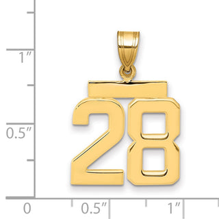 14k Yellow Gold Medium Polished Number 28 Pendant MP28