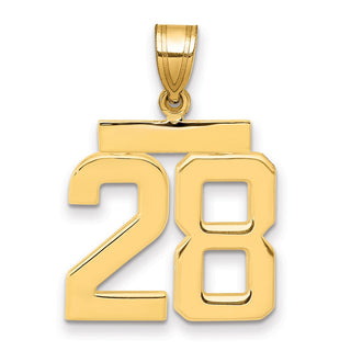 14k Yellow Gold Medium Polished Number 28 Pendant MP28