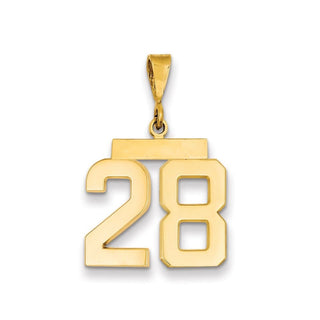 14k Yellow Gold Medium Polished Number 28 Pendant MP28