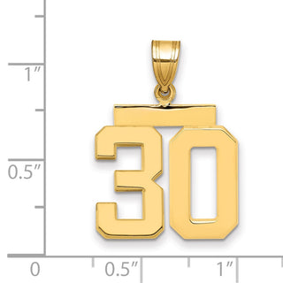 14k Yellow Gold Medium Polished Number 30 Pendant MP30