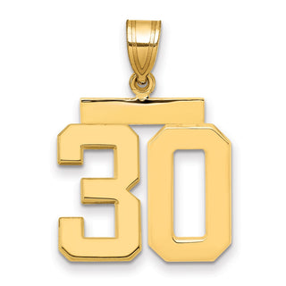 14k Yellow Gold Medium Polished Number 30 Pendant MP30