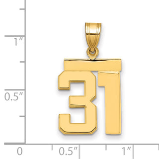 14k Yellow Gold Medium Polished Number 31 Pendant MP31