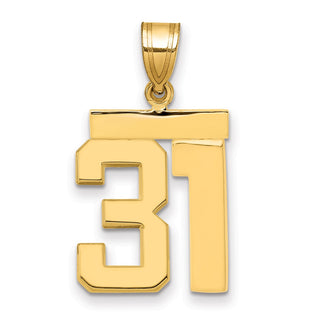 14k Yellow Gold Medium Polished Number 31 Pendant MP31