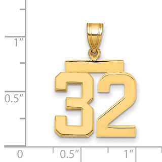 14k Yellow Gold Medium Polished Number 32 Pendant MP32