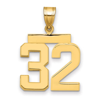 14k Yellow Gold Medium Polished Number 32 Pendant MP32