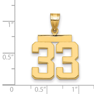 14k Yellow Gold Medium Polished Number 33 Pendant MP33