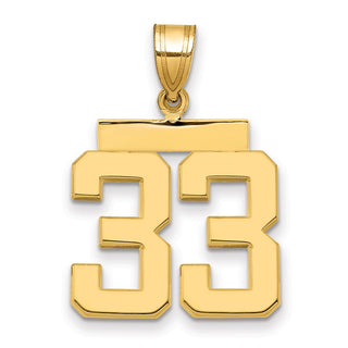 14k Yellow Gold Medium Polished Number 33 Pendant MP33