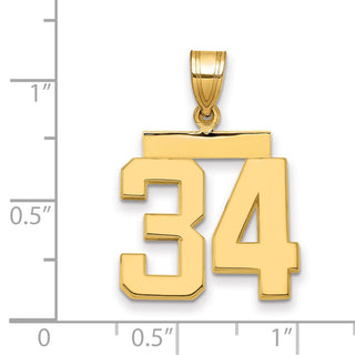 14k Yellow Gold Medium Polished Number 34 Pendant MP34