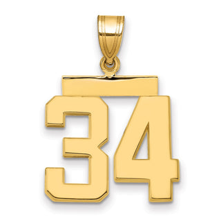 14k Yellow Gold Medium Polished Number 34 Pendant MP34