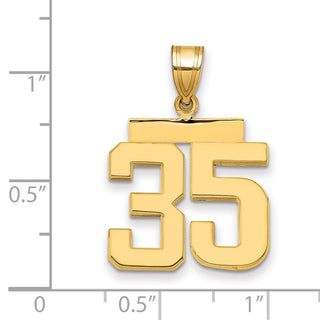 14k Yellow Gold Medium Polished Number 35 Pendant MP35