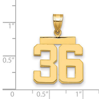 14k Yellow Gold Medium Polished Number 36 Pendant MP36