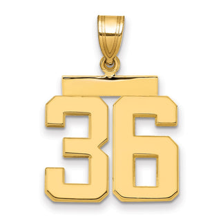 14k Yellow Gold Medium Polished Number 36 Pendant MP36