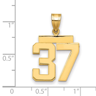 14k Yellow Gold Medium Polished Number 37 Pendant MP37