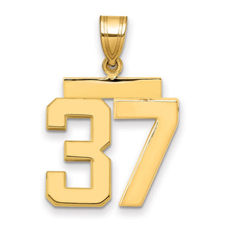 14k Yellow Gold Medium Polished Number 37 Pendant MP37