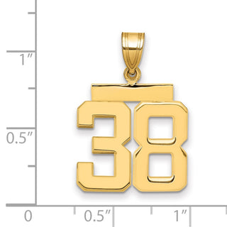 14k Yellow Gold Medium Polished Number 38 Pendant MP38