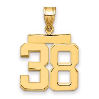 14k Yellow Gold Medium Polished Number 38 Pendant MP38