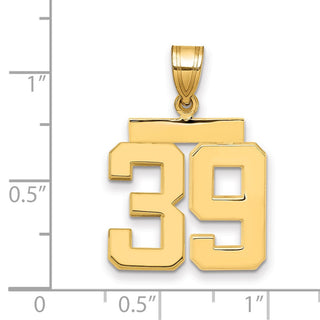 14k Yellow Gold Medium Polished Number 39 Pendant MP39