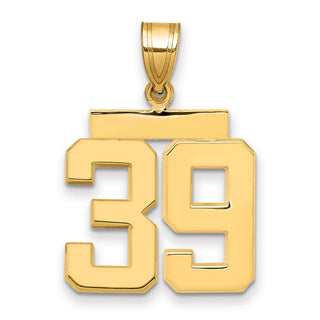14k Yellow Gold Medium Polished Number 39 Pendant MP39