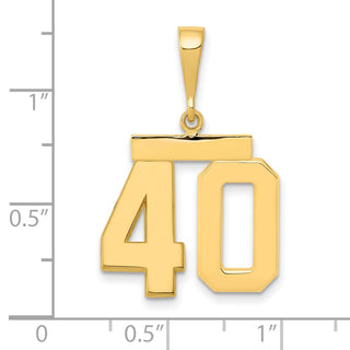 14k Yellow Gold Medium Polished Number 40 Pendant MP40