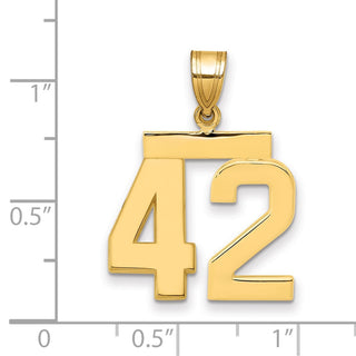 14k Yellow Gold Medium Polished Number 42 Pendant MP42