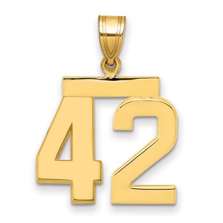 14k Yellow Gold Medium Polished Number 42 Pendant MP42