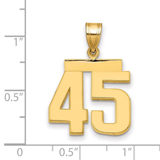 14k Yellow Gold Medium Polished Number 45 Pendant MP45